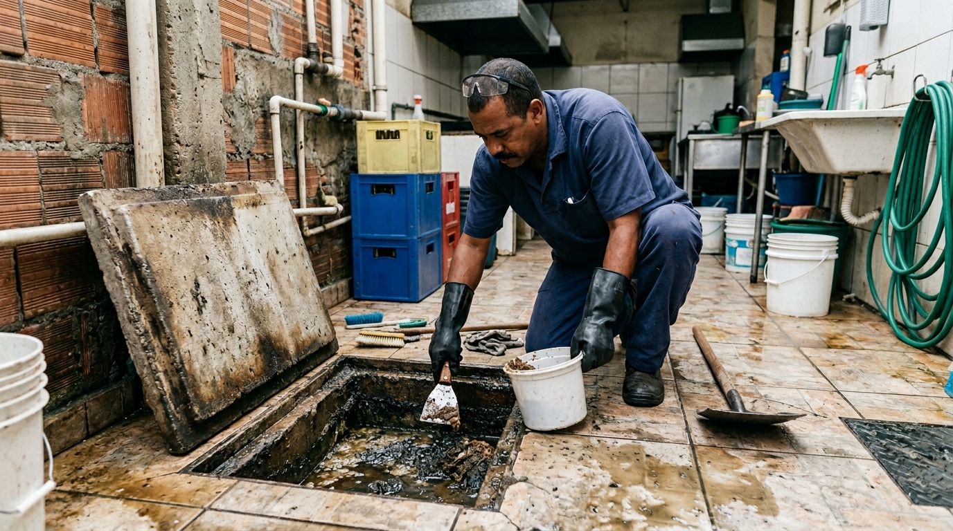 Limpeza de caixa de gordura residencial em Salvador-BA